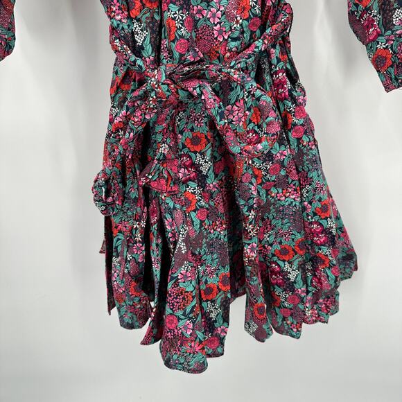 EVEREVE NWT Sutton Cotton Tie Waist Long Sleeve Floral Dress // M - Picture 12 of 16